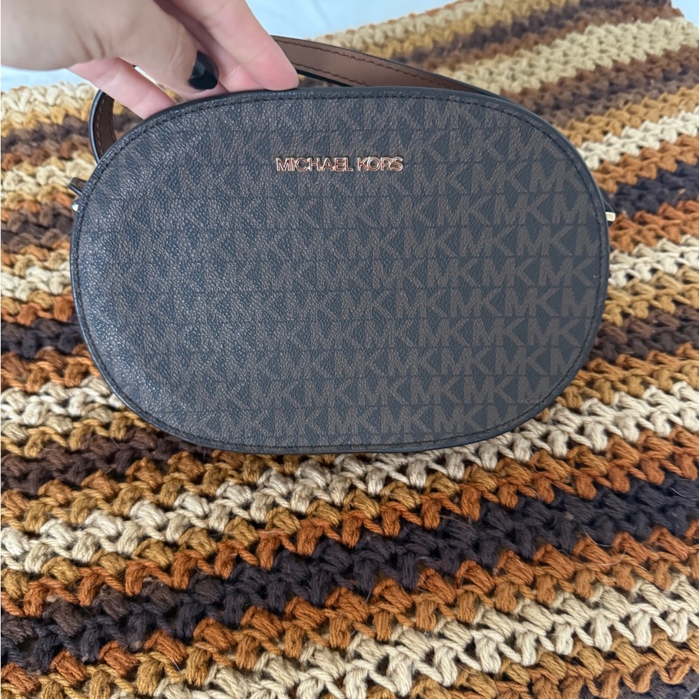 Michael Kors Dark Brown Oval Crossbody Bag